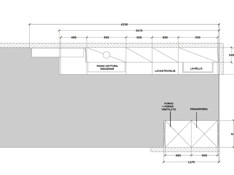 Cucina lineare in legno bianca Newport a prezzo scontato