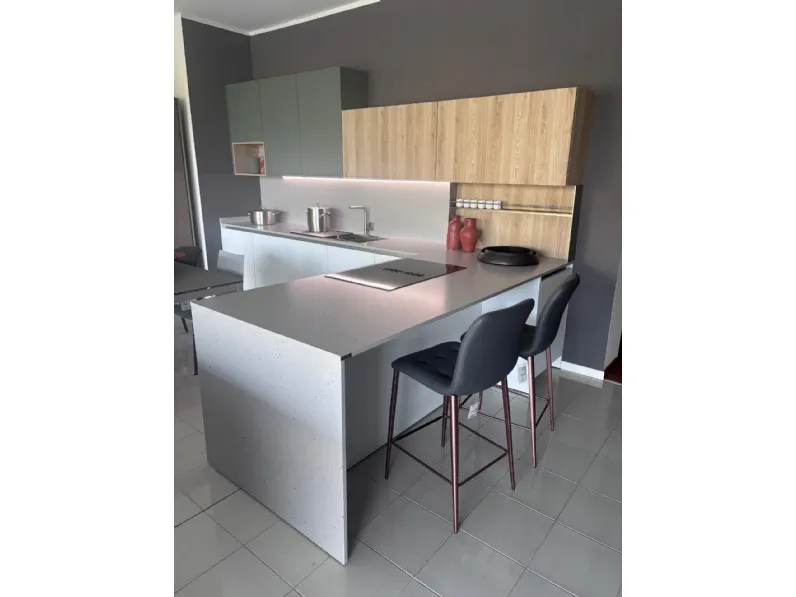 Cucina Time moderna bianca Gentili group con penisola scontata 40%