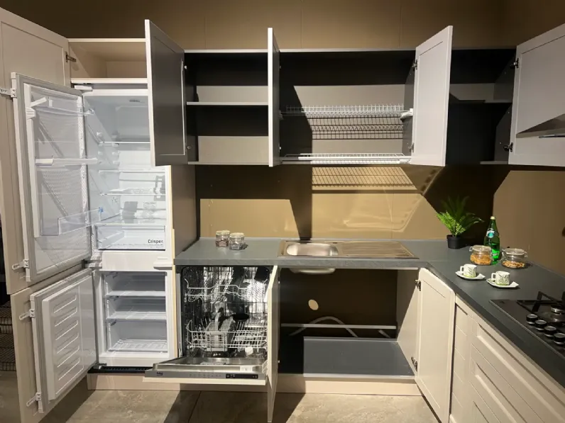 Cucina Mobilturi moderna ad angolo tortora in legno Elsa 