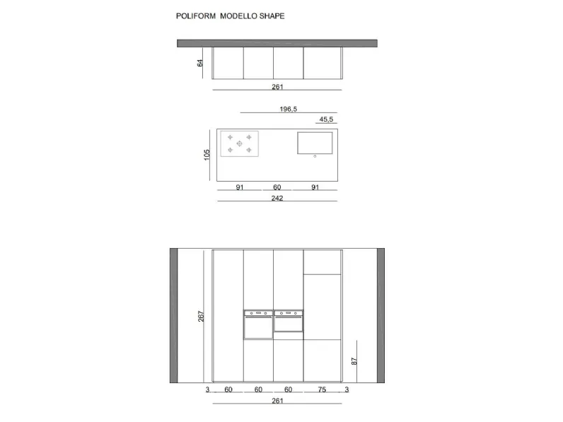 Cucina a prezzo ribassato con isola moderna Shape Poliform