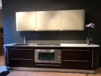 Cucina lineare in laccata opaco tortora Twin a prezzo ribassato