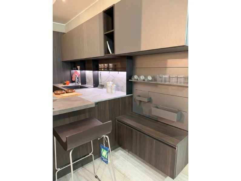 Cucina Up design  moderna noce Ar-tre ad angolo scontata 50%