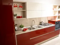 Cucina lineare moderna rossa Veneta cucine Like go a soli 4857