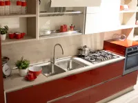 Cucina lineare moderna rossa Veneta cucine Like go a soli 4857