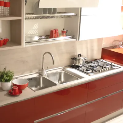 Cucina lineare moderna rossa Veneta cucine Like go a soli 4857