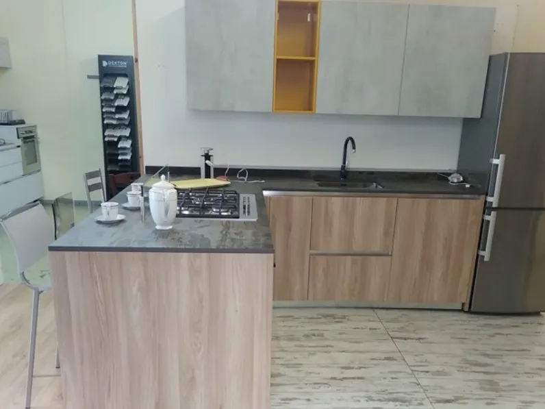 Cucina Venezia moderna rovere chiaro ad angolo Giannei