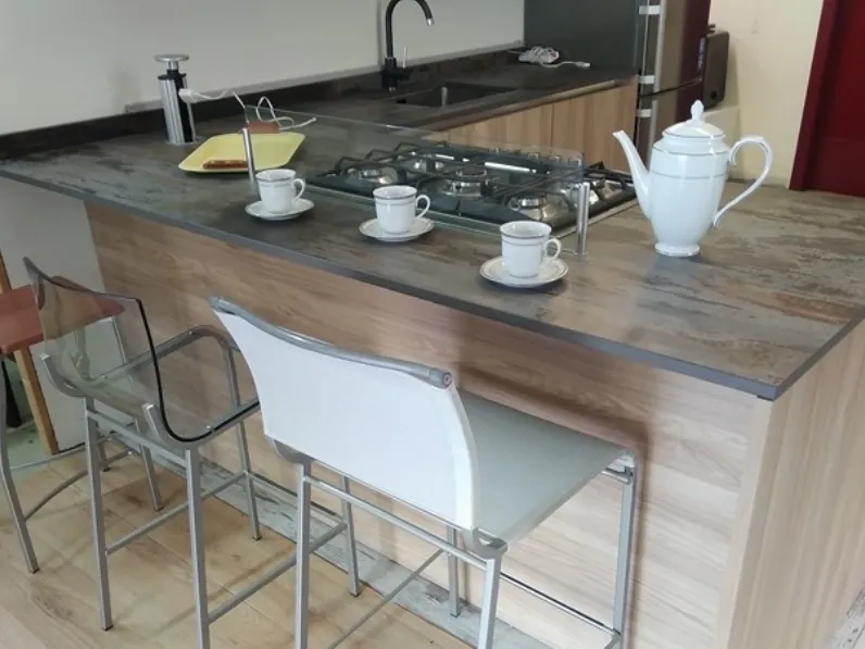 Cucina Venezia moderna rovere chiaro ad angolo Giannei