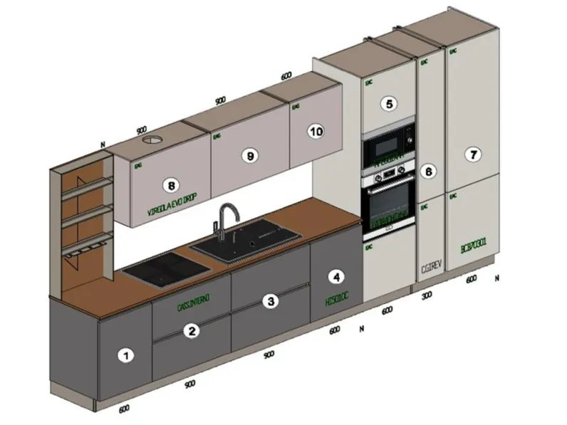 Cucina lineare moderna altri colori Stosa Young a soli 8861 Euro
