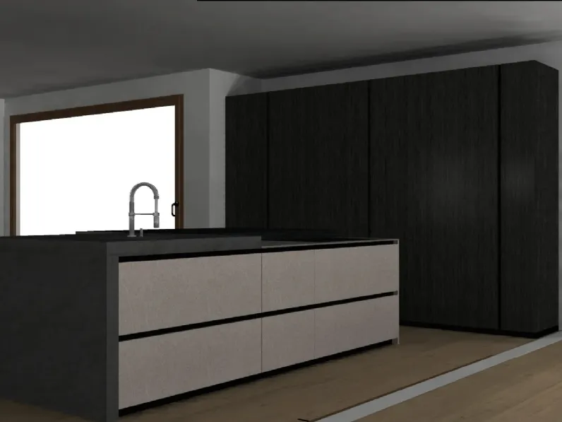 Cucina altri colori design con isola Bluna luxury Binova scontata