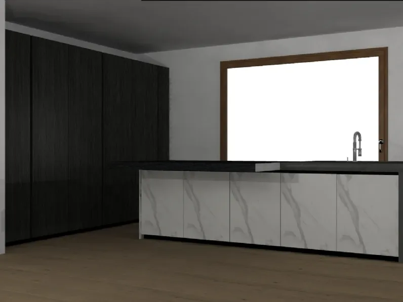 Cucina altri colori design con isola Bluna luxury Binova scontata