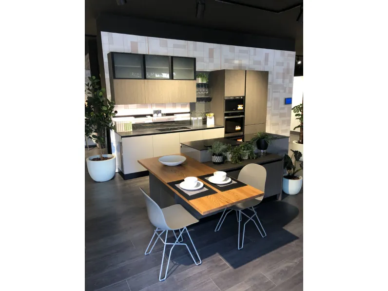 Cucina Lube cucine design lineare grigio in legno Clover 