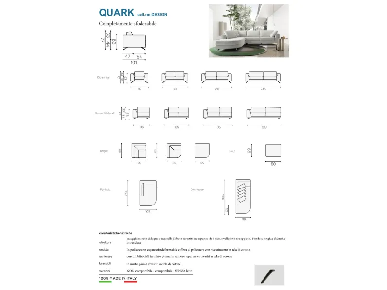 Divano Con penisola Quark Rigosalotti in Offerta Outlet a 2485 Euro