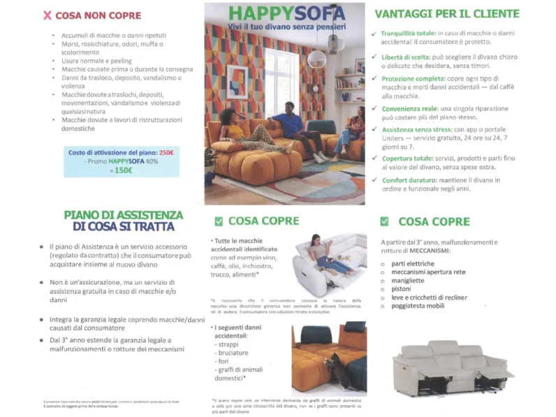 Divano lineare columbus pelle in poliuretano  Nicoletti home in Offerta Outlet