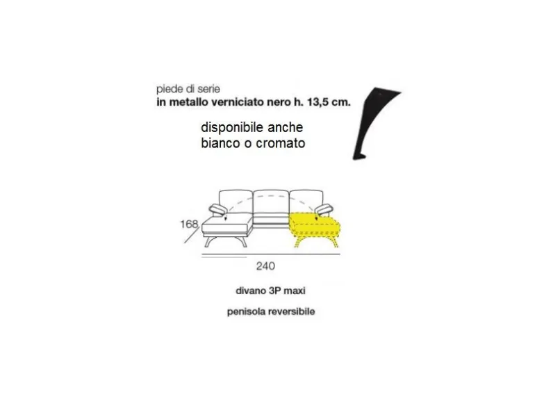Divano Penisola reversibile  diversi rivestimenti Md work in OFFERTA - 46%