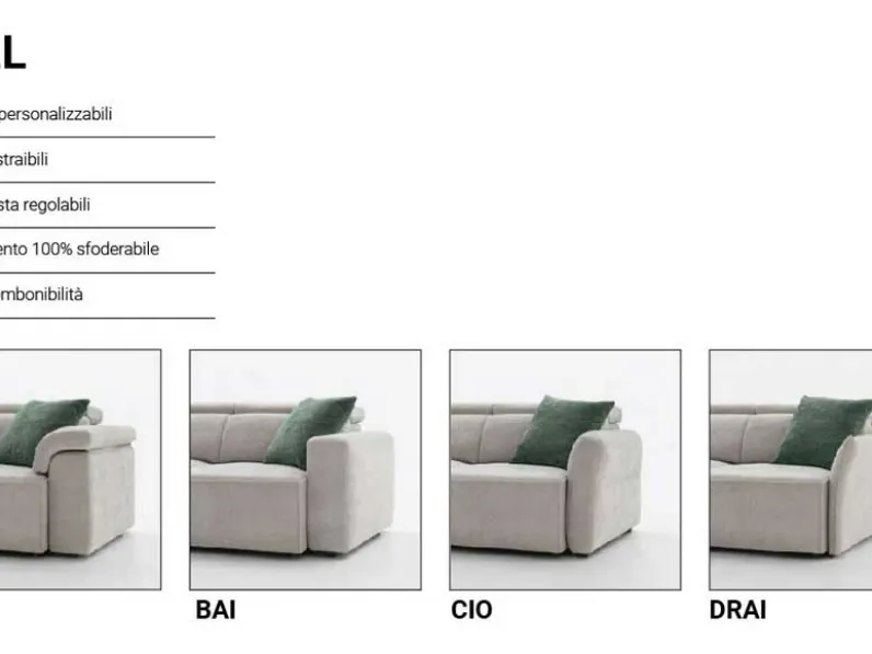 Divano in Tessuto stile moderno modello Hill scontato - 35%
