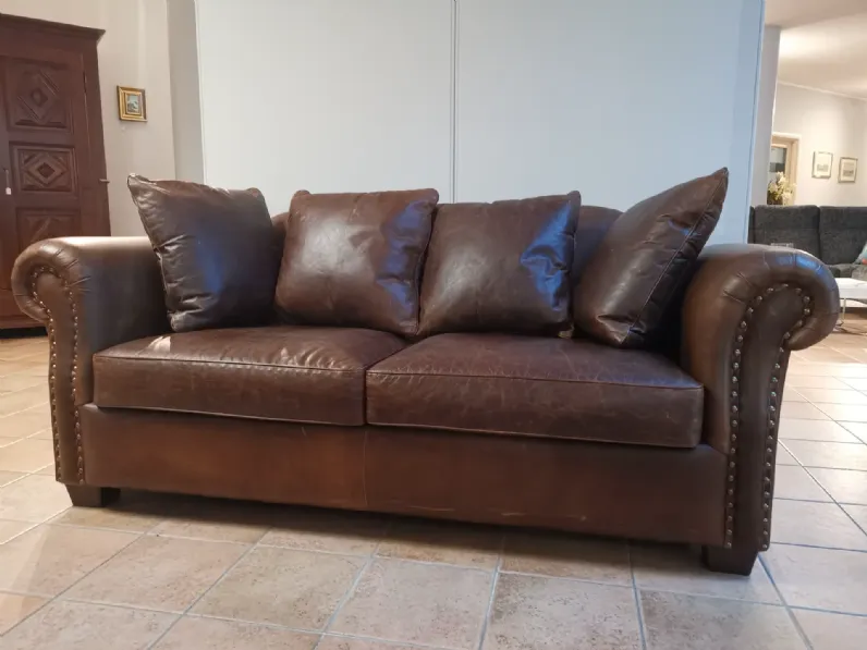 Divano in Pelle stile classico modello Divano klaus scontato - 45%