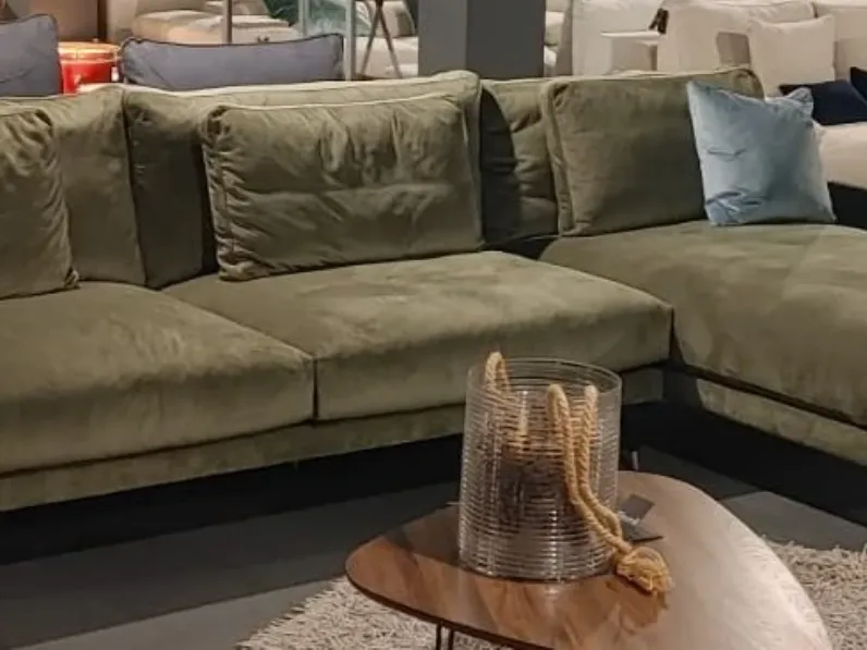 Divano con penisola Artigianale Divano barlow by domingo salotti PREZZI OUTLET sconto 50%