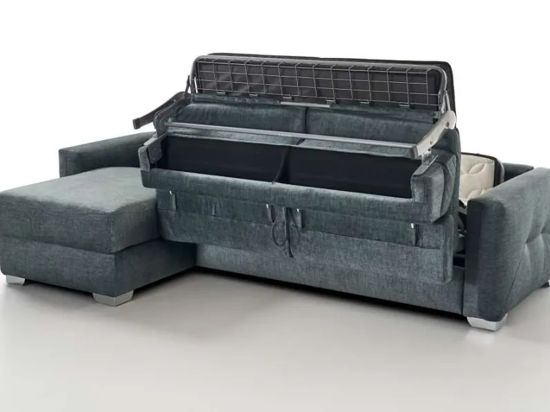 Divano letto roma con penisola tessuto in poliuretano  Hopplà in Offerta Outlet