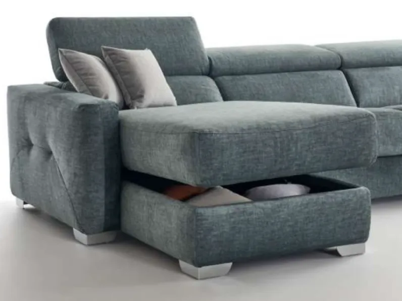 Divano letto roma con penisola tessuto in poliuretano  Hopplà in Offerta Outlet