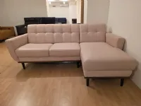 Divano 2 posti con chaise longue in pelle Artigianale in OFFERTA - 50%