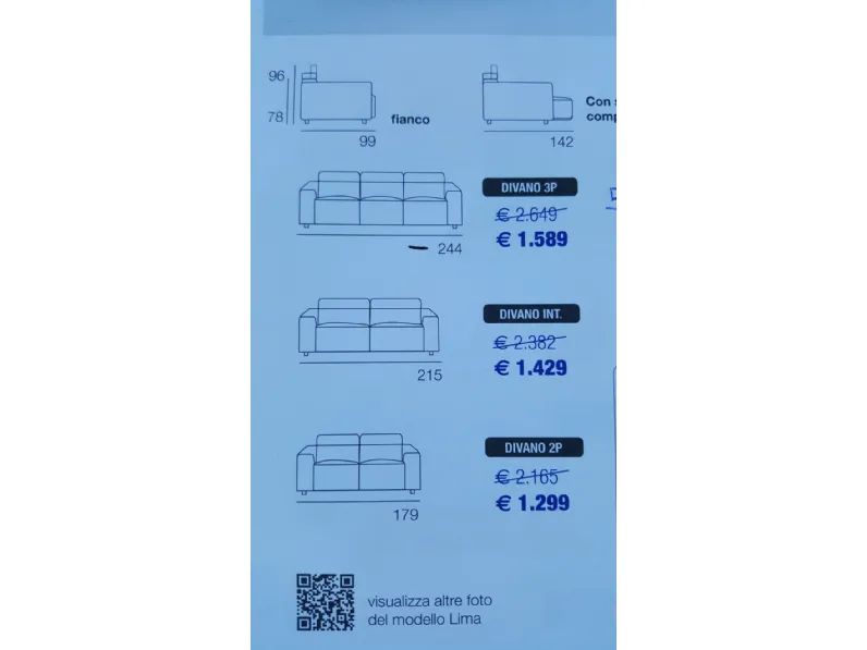 Divano Con penisola Lima Salvetti a 1429€