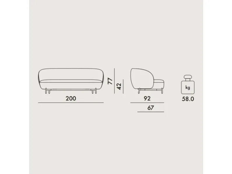 Divano design tessuto Lunam di Kartell con sconto del - 34%