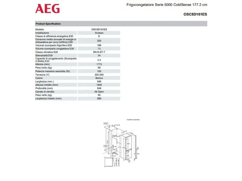 Frigorifero Frigo aeg osc5d181es a marchio Aeg scontato