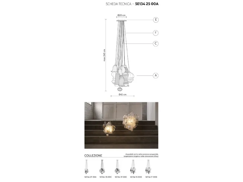 Lampada a sospensione Ceraunavolta sospensione 12 elementi  Karman a prezzo Outlet 