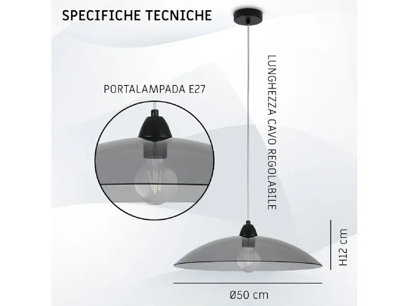 A sospensione in vetro Alexander fume' lumicom sospensione Collezione esclusiva in Offerta Outlet