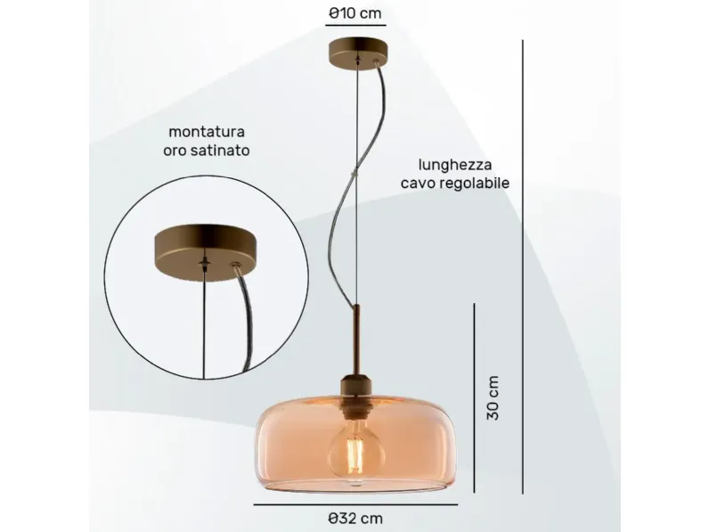 A sospensione stile Moderna Muse leolux sospensione vetro ambra Collezione esclusiva a prezzi outlet