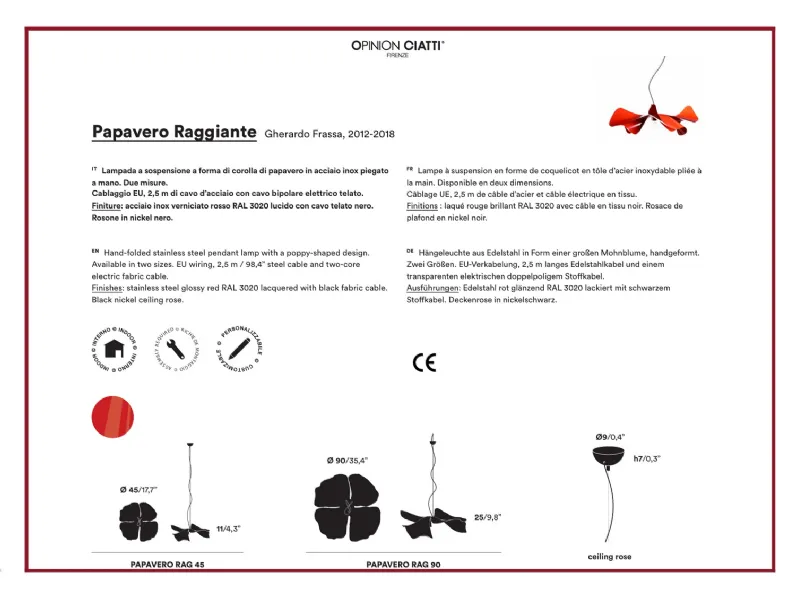 Lampada Papavero raggiante rag 9 Opinion ciatti in OFFERTA OUTLET