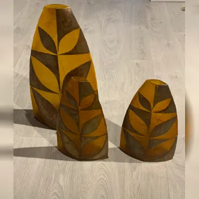 Da tavolo Artigianale Tris lampade in resina  Arancio con forte sconto