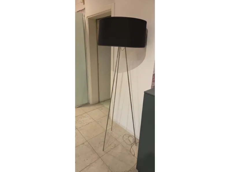 Da terra Lampada terra acciaio e tessuto nero  Sillux in Offerta Outlet 