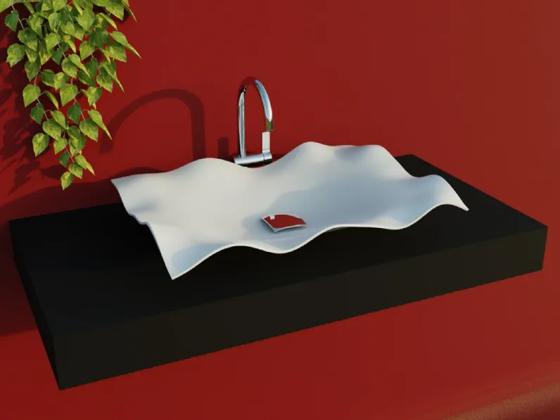 Lavabo in Solid surface modello Fazzoletto rect a marchio Mya design con forte sconto