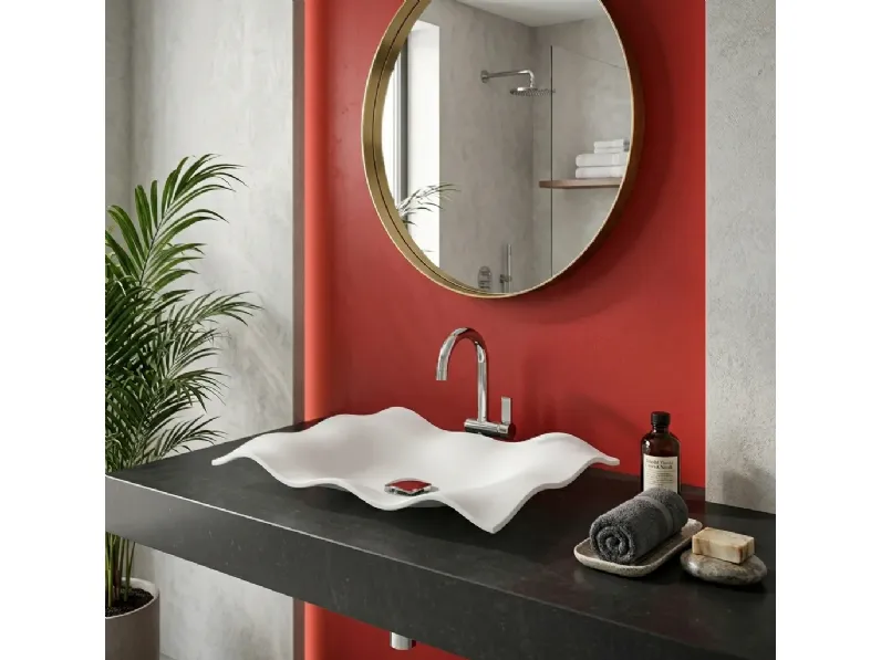 Lavabo in Solid surface modello Fazzoletto rect a marchio Mya design con forte sconto