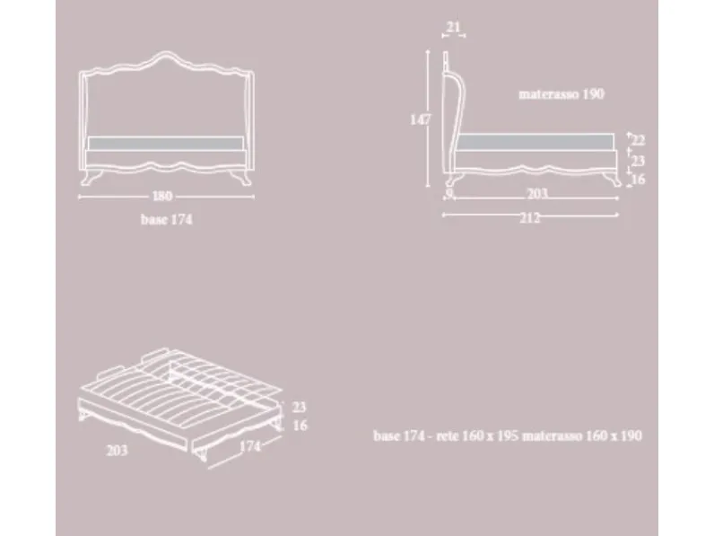 Letto classico con giroletto Letto 800 consumato luxury Md work a prezzo ribassato