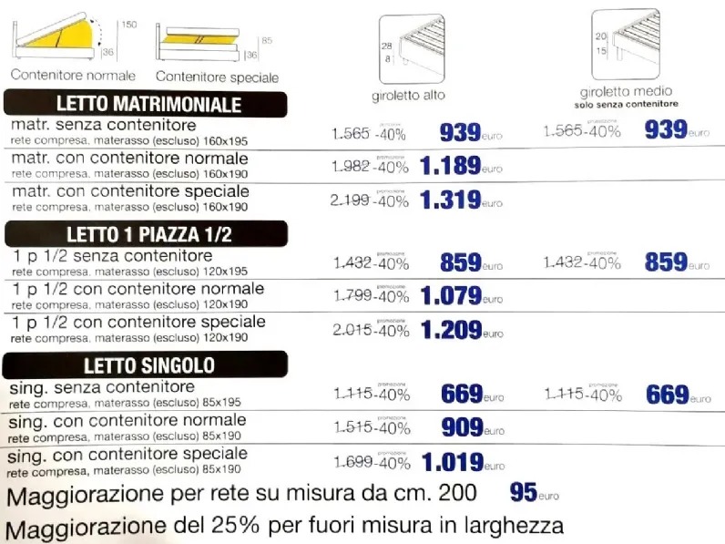 Letto matrimoniale moderno Cupido Salvetti a prezzo ribassato