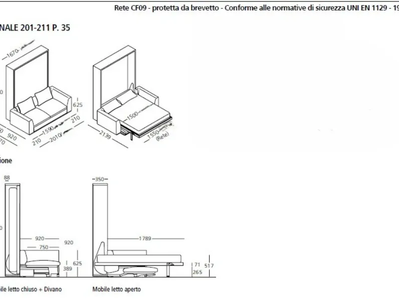 Letto in legno a scomparsa Letto a scomparsa Clei a prezzo scontato