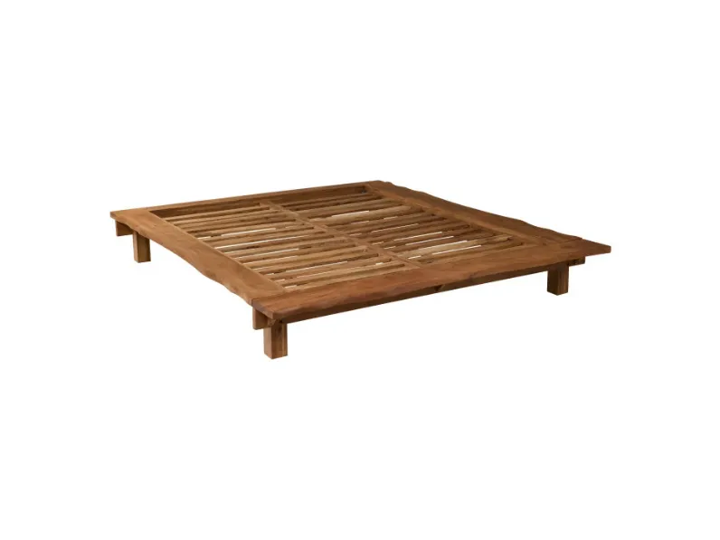 Letto in legno con giroletto Letto doro acacia Outlet etnico a prezzo scontato
