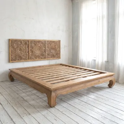 Letto in legno con giroletto Letto opium bed teak Outlet etnico a prezzo ribassato