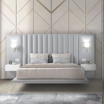 Letto matrimoniale maxi  completo di comodini e luci  di Md work scontato del 37%