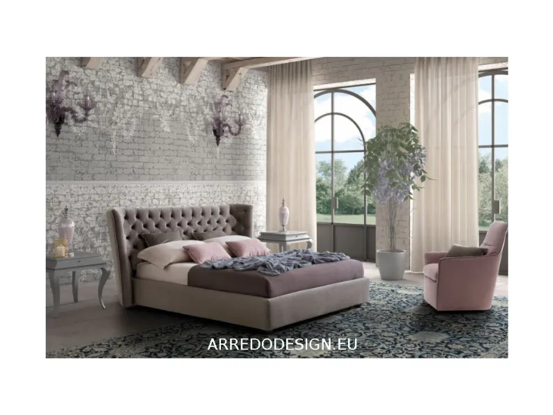 Letto imbottito con giroletto Caravaggio Le comfort a prezzo scontato