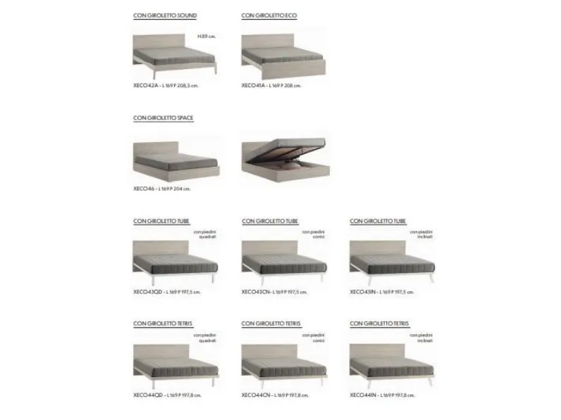 Letto moderno con gambe Eco Zg mobili a prezzo scontato