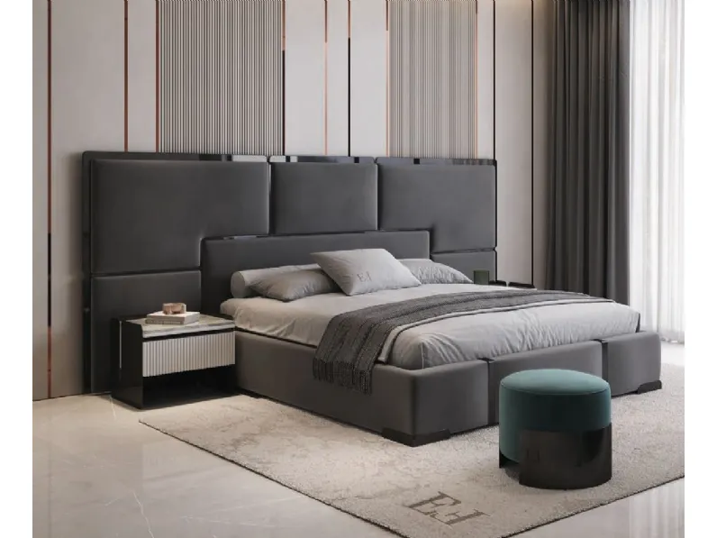 Letto design con giroletto Letto luxury maxi acciaio velluto Md work a prezzo ribassato