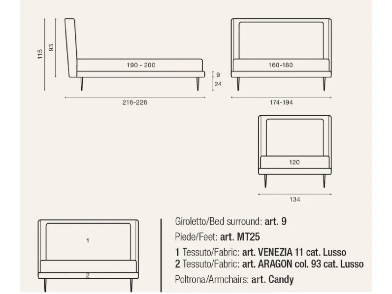 Letto moderno con giroletto Letto matrimoniale il Artigianale a prezzo ribassato