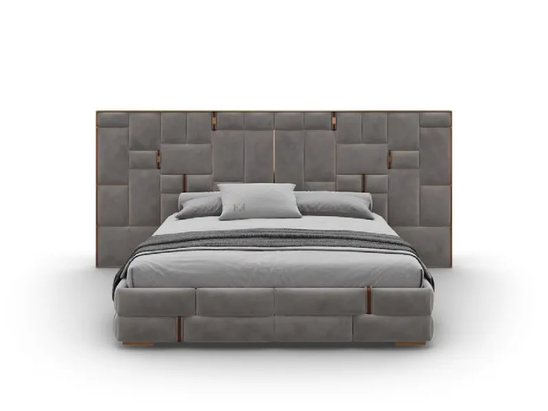 Letto design con giroletto Letto maxi velluto acciaio  Md work a prezzo scontato