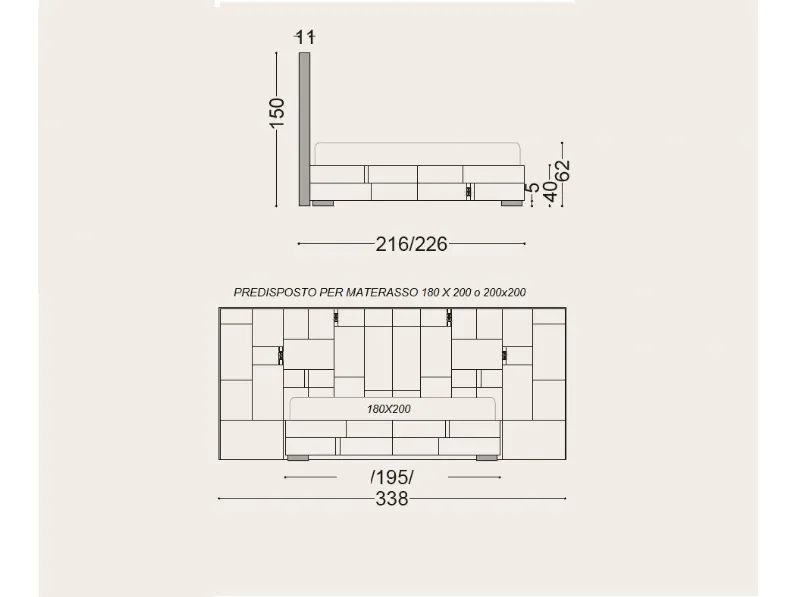 Letto design con giroletto Letto maxi velluto acciaio  Md work a prezzo scontato