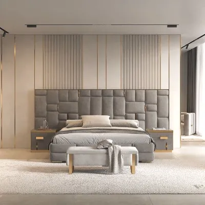 Letto design con giroletto Letto maxi velluto acciaio  Md work a prezzo scontato