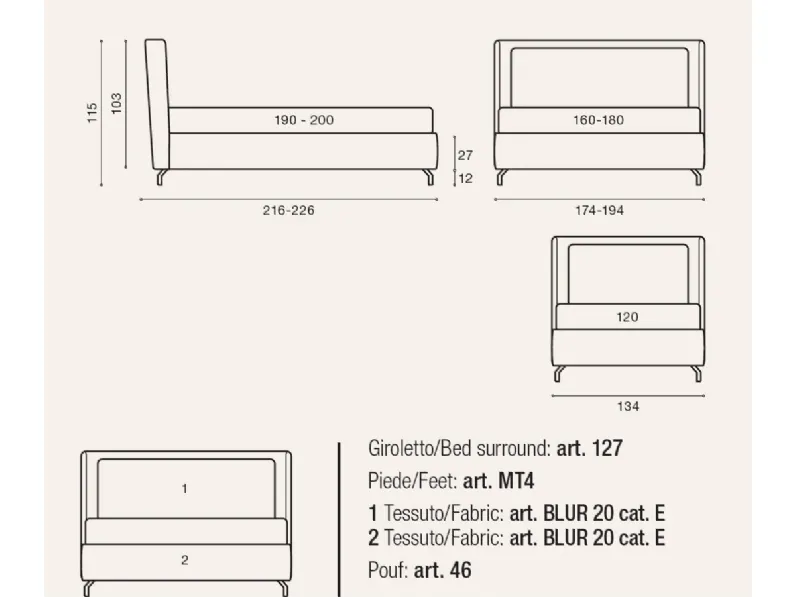 Letto imbottito modello Letto matrimoniale il con contenitore di Artigianale scontato 40%