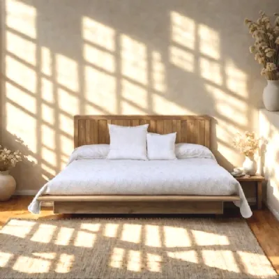 Letto in legno con giroletto Letto etnico teak Outlet etnico a prezzo scontato